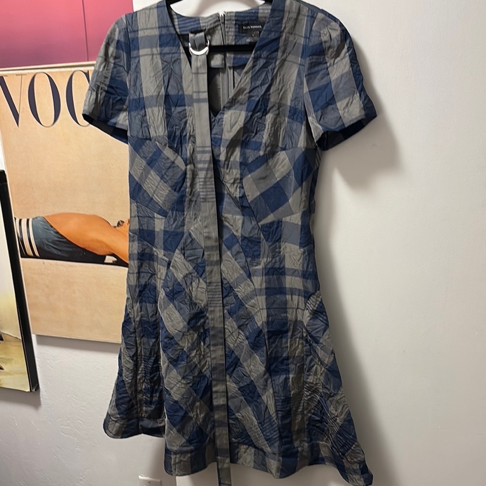 Club Monaco Navy and Gray Checkered Mini Dress